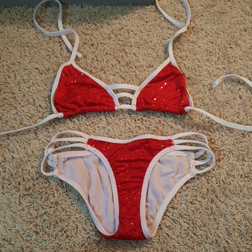 Extra Small red sparkle bikini